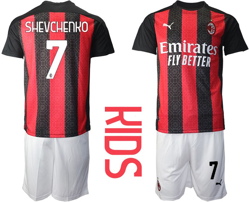 Youth 2020-2021 club AC milan home #7 red Soccer Jerseys